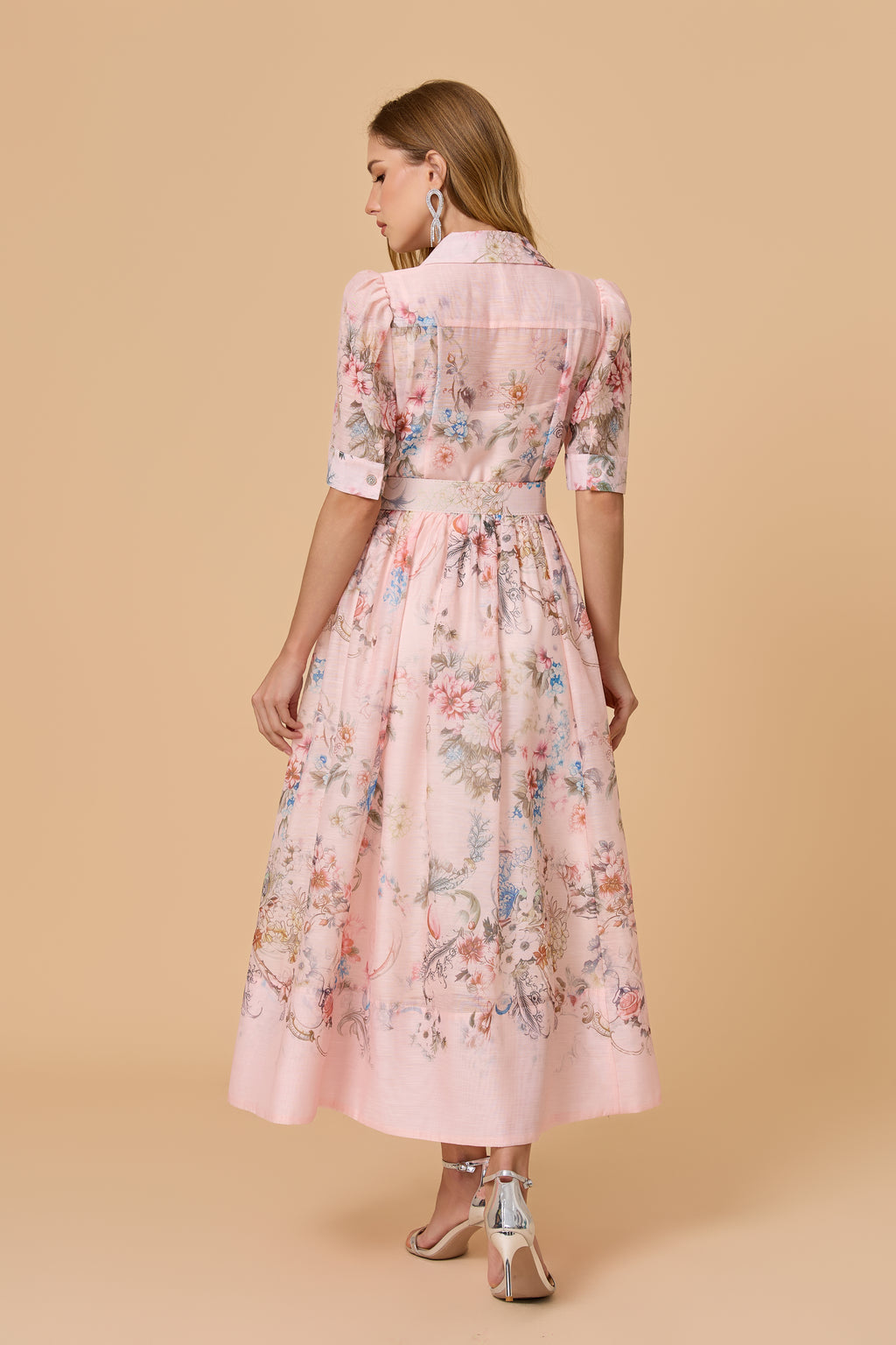 Garden Girl Moment pink  Floral Print Short Sleeve Maxi Dress