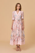 Garden Girl Moment pink  Floral Print Short Sleeve Maxi Dress