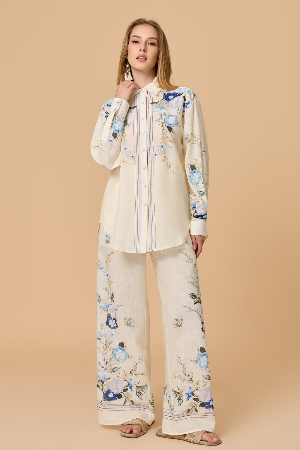 Vintage Floral Butterfly Two Piece Outfit