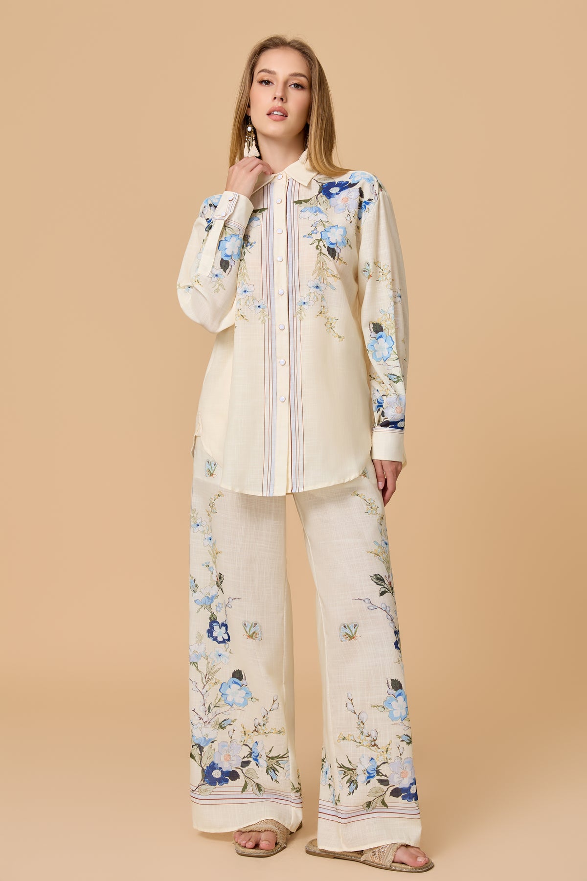 Vintage Floral Butterfly Two Piece Outfit
