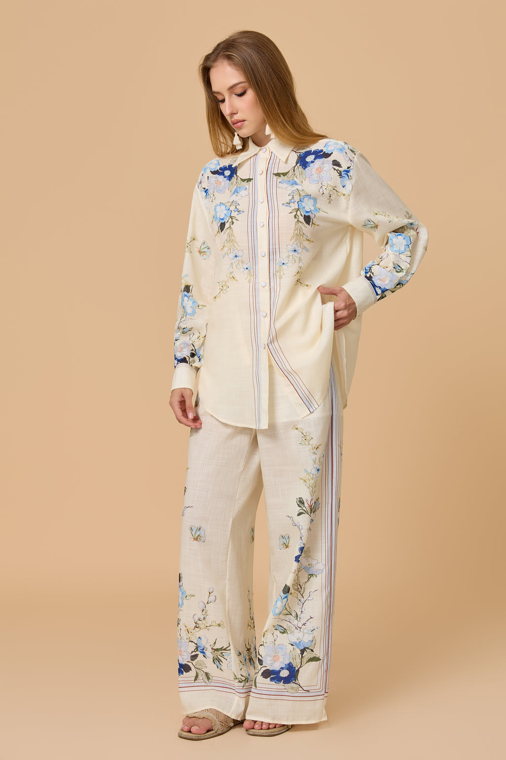 Vintage Floral Butterfly Two Piece Outfit