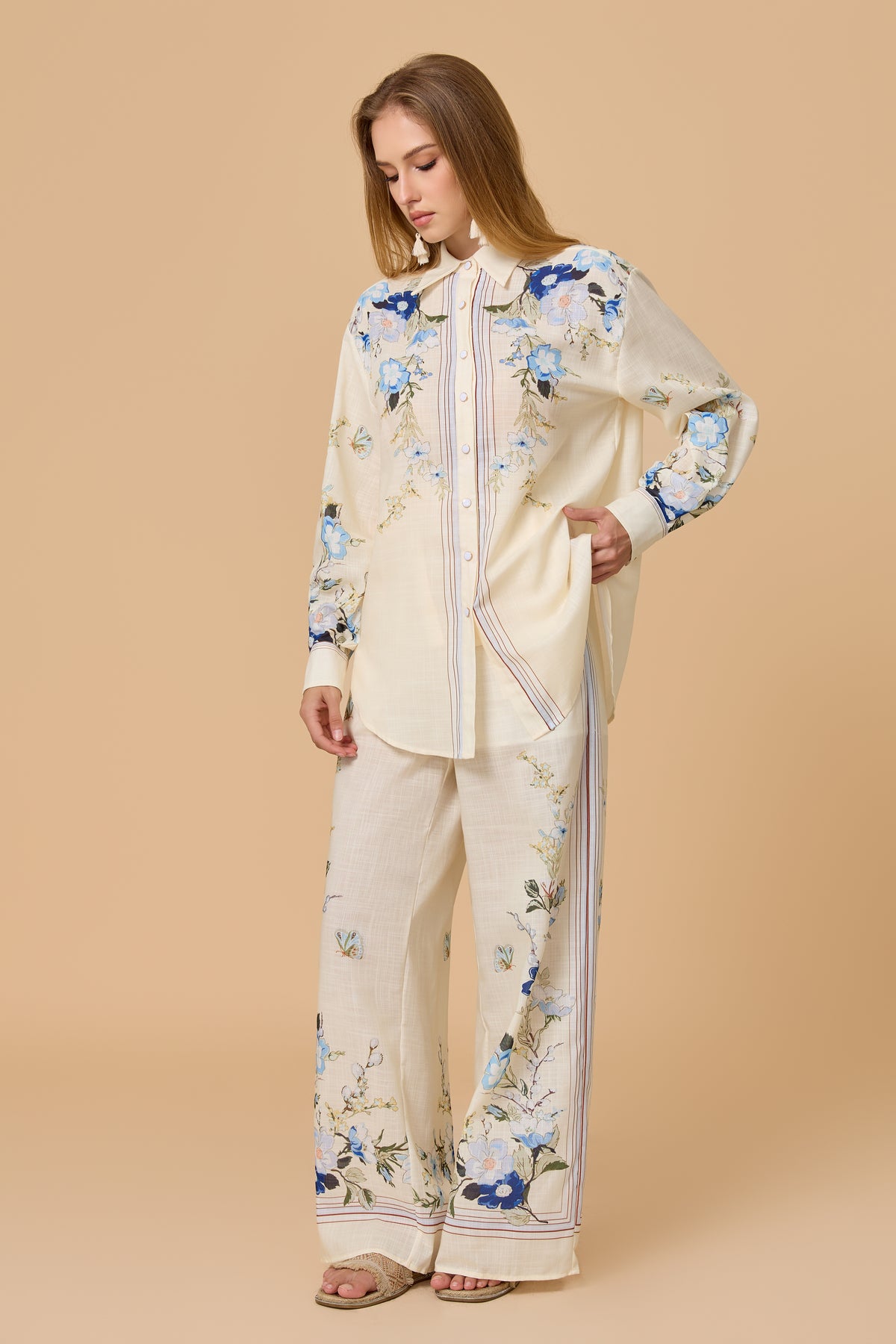 Vintage Floral Butterfly Two Piece Outfit