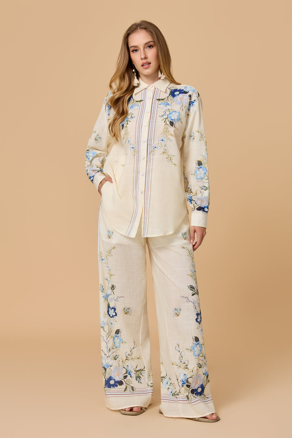 Vintage Floral Butterfly Two Piece Outfit