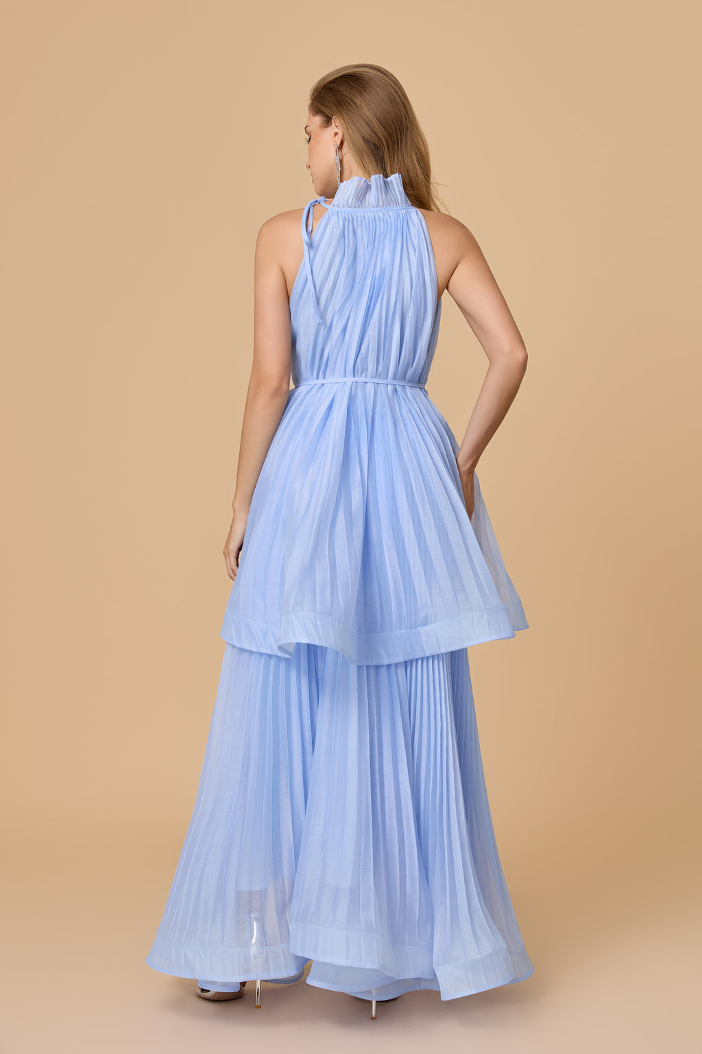Ivanna Sleeveless Pleated Maxi Dress