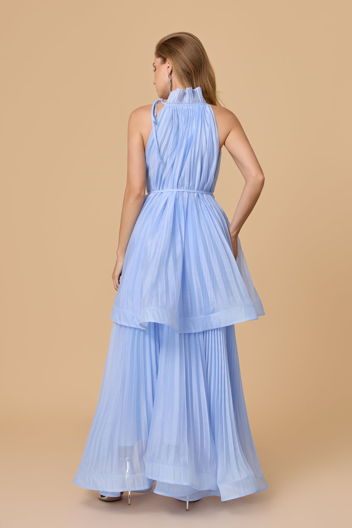 Ivanna Sleeveless Pleated Maxi Dress