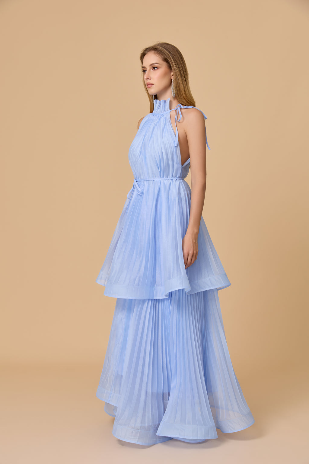 Ivanna Sleeveless Pleated Maxi Dress