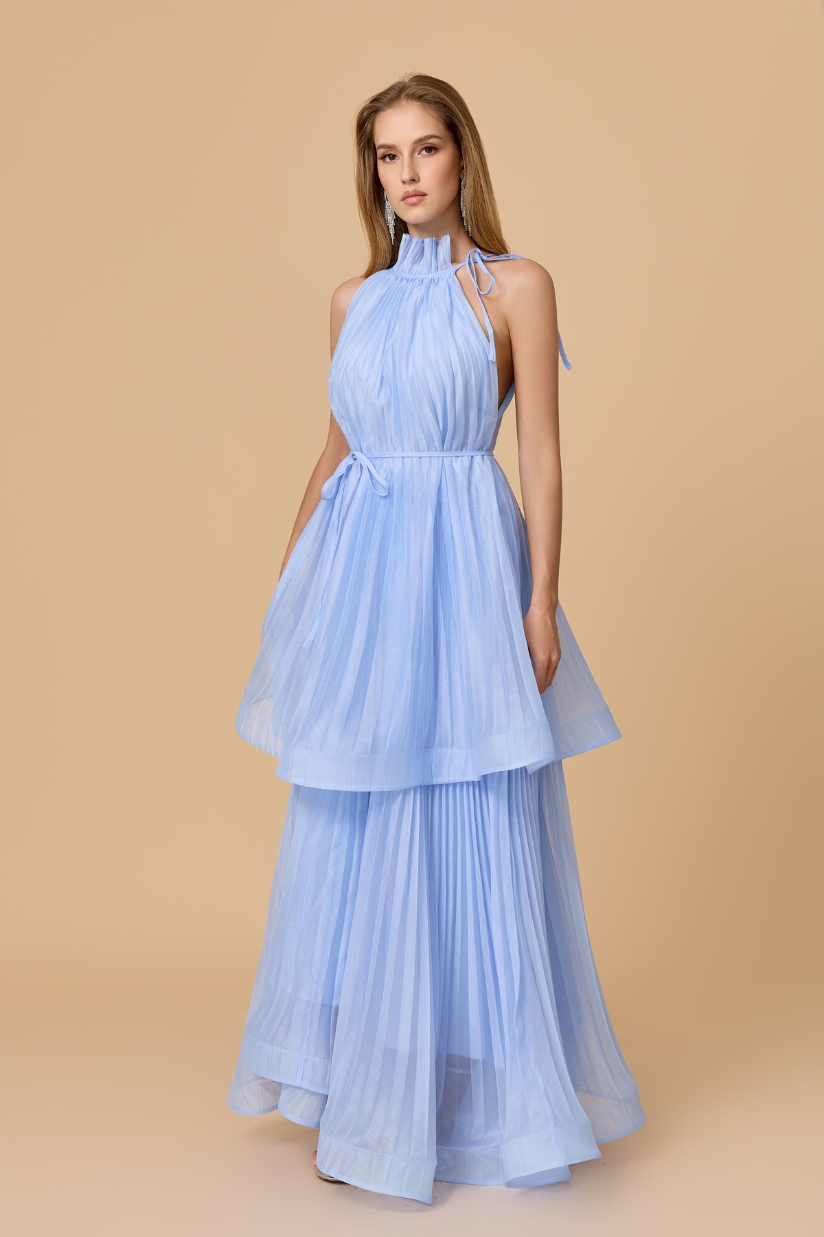Ivanna Sleeveless Pleated Maxi Dress