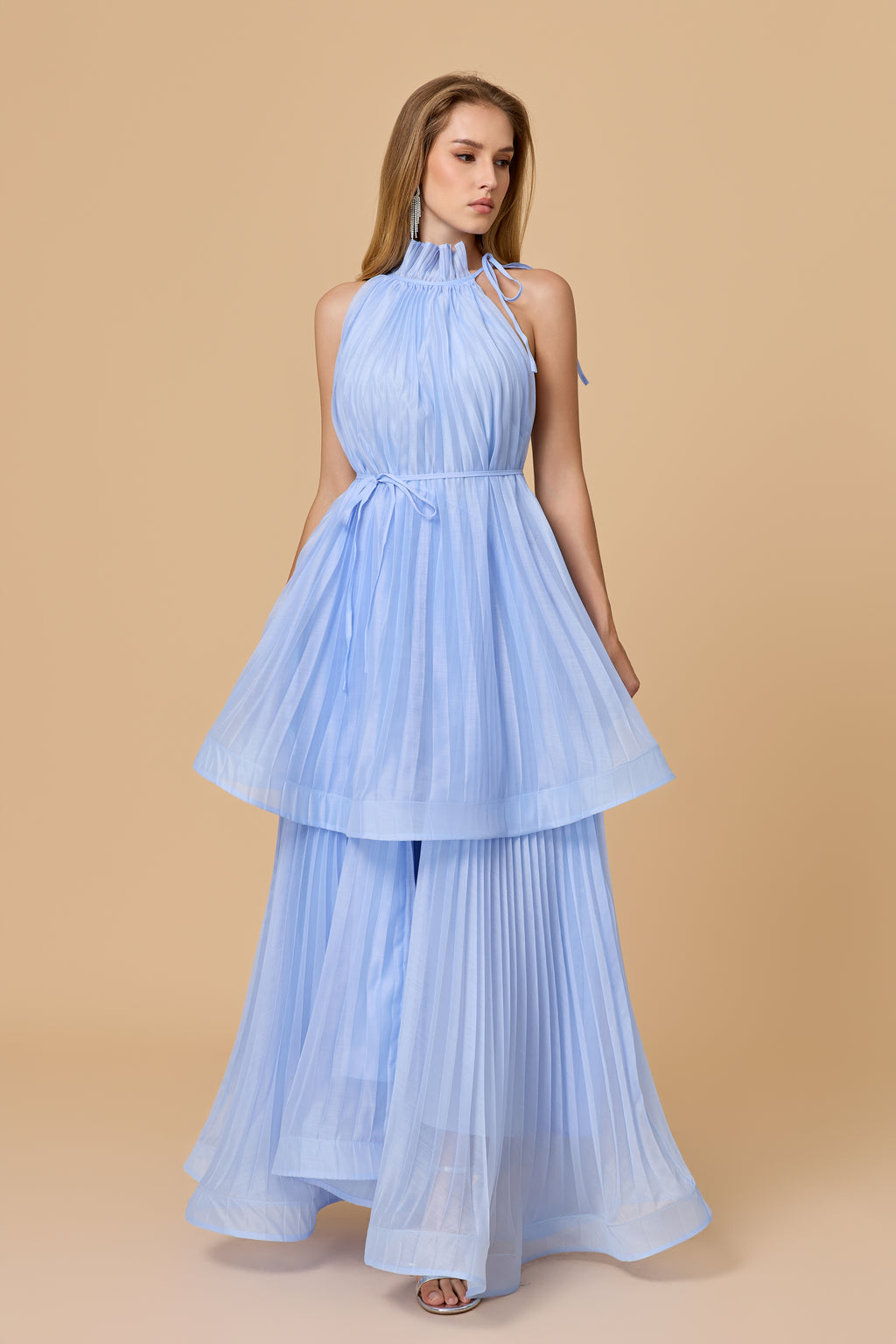 Ivanna Sleeveless Pleated Maxi Dress