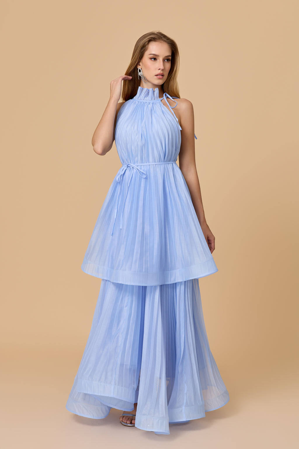 Ivanna Sleeveless Pleated Maxi Dress